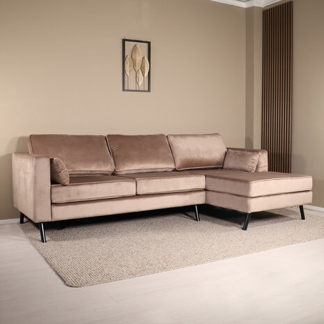 Lizzely Garden & Living Hoekbank Hilde 270cm taupe velvet rechts