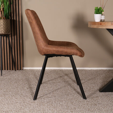 Lizzely Garden & Living Eetkamerstoel Susta cognac microvezel eetstoel Lizzely Garden & Living Eetkamerstoel Susta cognac microvezel eetstoel