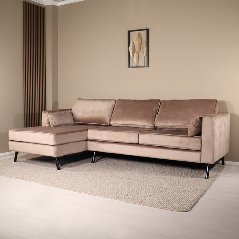 Lizzely Garden & Living Hoekbank Hilde 270cm taupe velvet links