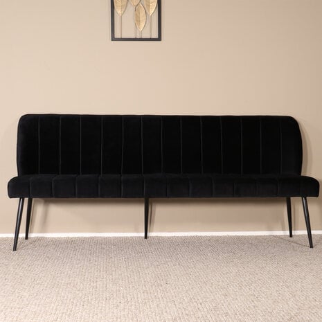 Lizzely Garden & Living Eetkamerbank 200cm Sally velvet zwart bank Lizzely Garden & Living Eetkamerbank 200cm Sally velvet zwart bank