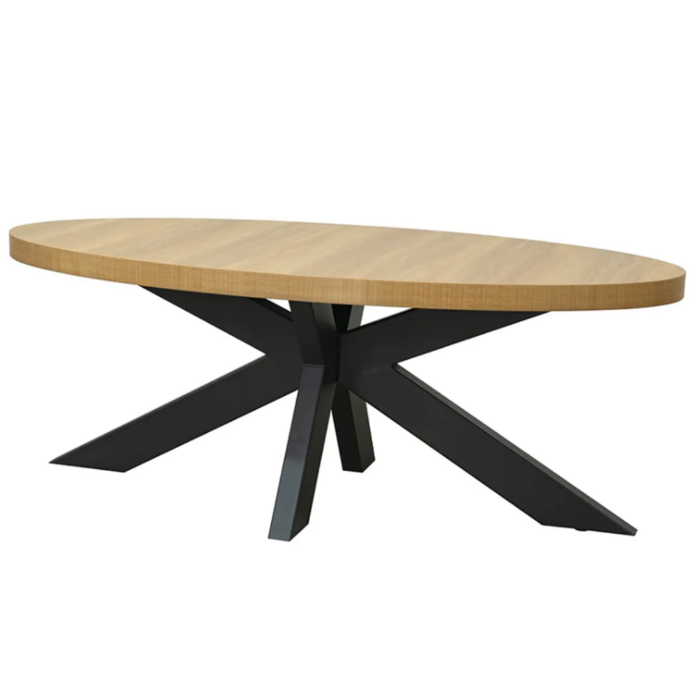 Salontafel ovaal melamine lichtbruin Denzel 120cm Salontafel ovaal melamine lichtbruin Denzel 120cm