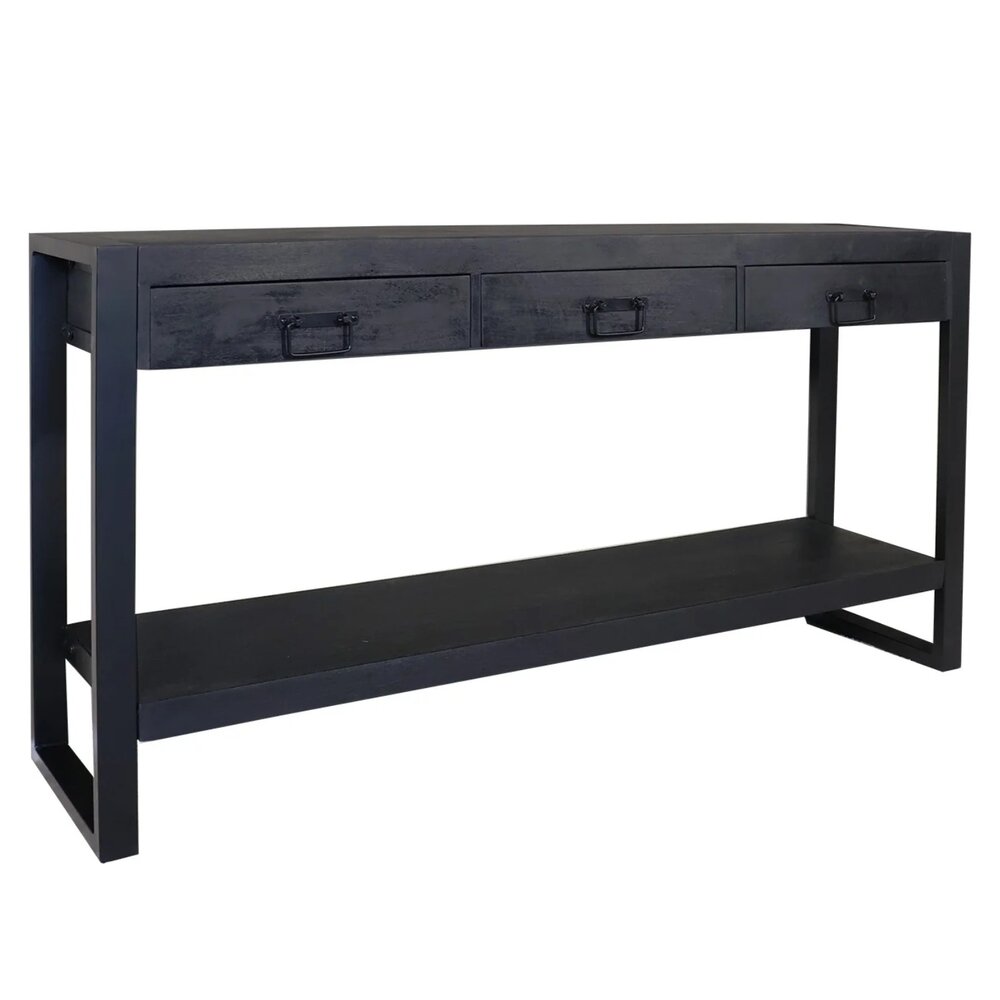 Bijzettafel 150cm mangohout Vera zwart