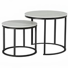 Salontafel rond 2delig marmerlook Lotte wit side table steen bijzettafel