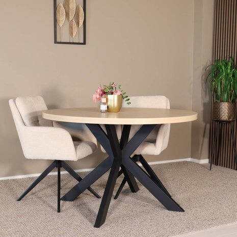 Lizzely Garden & Living Eettafel rond melamine 120cm Sanne lichtbruin ronde tafel