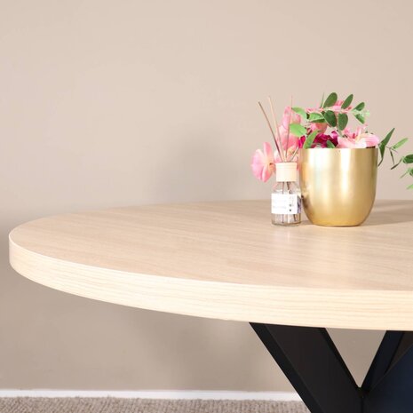 Lizzely Garden & Living Eettafel rond melamine 120cm Sanne lichtbruin ronde tafel
