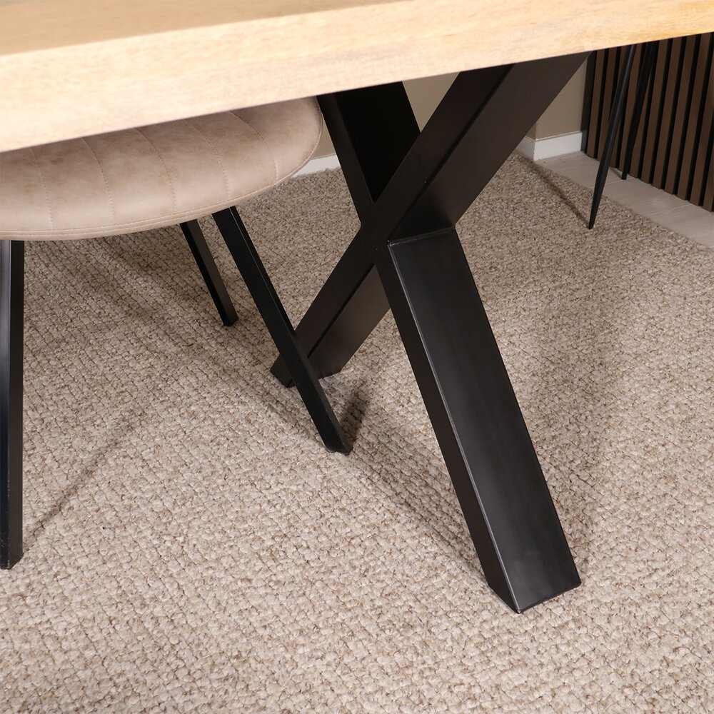 Eettafel rechthoekig mangohout Xavier lichtbruin 160cm duurzaam tafel met X-poot mango langwerpige eetkamertafel hout Eettafel rechthoekig mangohout Xavier lichtbruin 160cm duurzaam tafel met X-poot mango langwerpige eetkamertafel hout