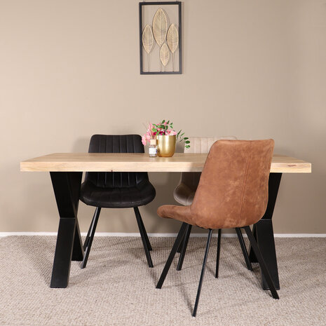 Lizzely Garden & Living Eettafel rechthoekig mangohout Xavier lichtbruin 160cm duurzaam tafel met X-poot mango langwerpige eetkamertafel hout Lizzely Garden & Living Eettafel rechthoekig mangohout Xavier lichtbruin 160cm duurzaam tafel met X-poot mango langwerpige eetkamertafel hout