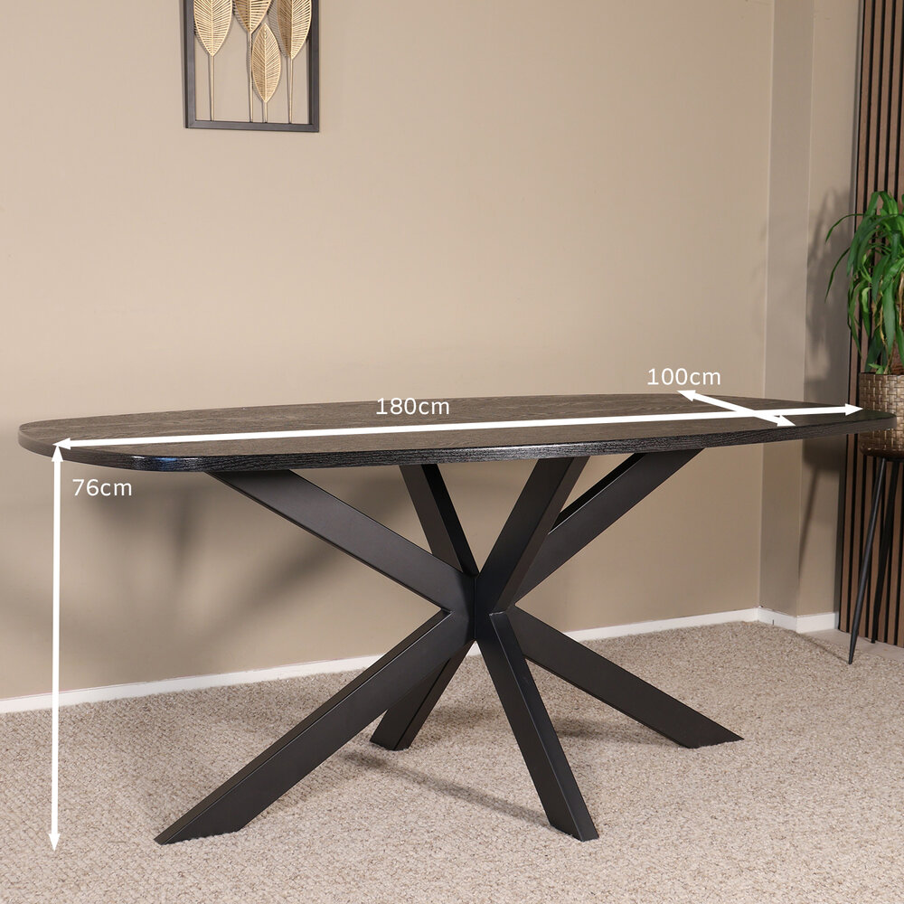 Eettafel Deens ovaal 180cm zwart Hero ovale eettafel Eettafel Deens ovaal 180cm zwart Hero ovale eettafel