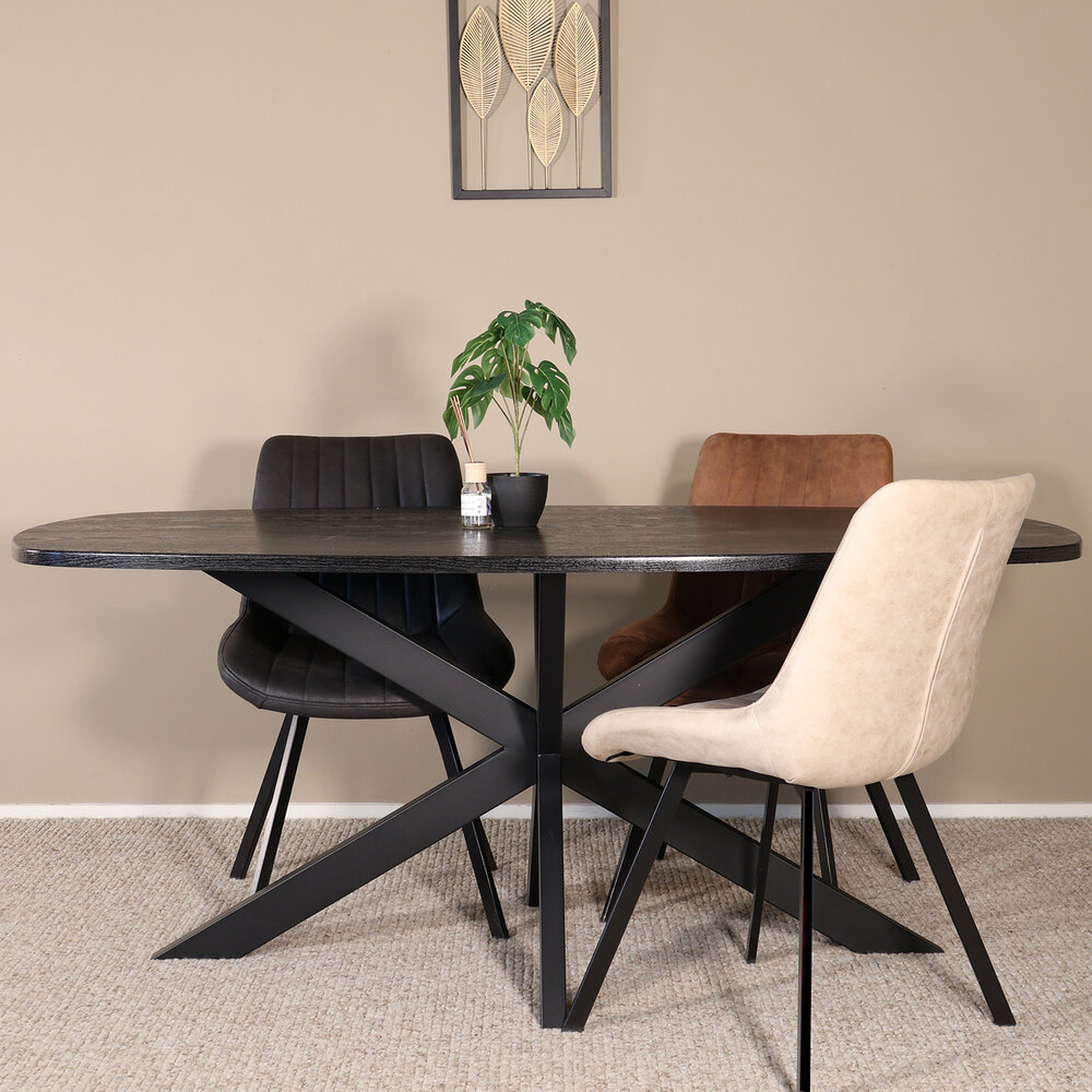 Eettafel Deens ovaal 180cm zwart Hero ovale eettafel Eettafel Deens ovaal 180cm zwart Hero ovale eettafel