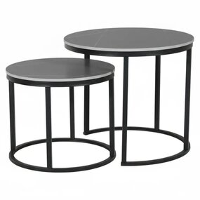 Lizzely Garden & Living Salontafel rond 2delig marmerlook Lotte grijs side table steen bijzettafel Lizzely Garden & Living Salontafel rond 2delig marmerlook Lotte grijs side table steen bijzettafel