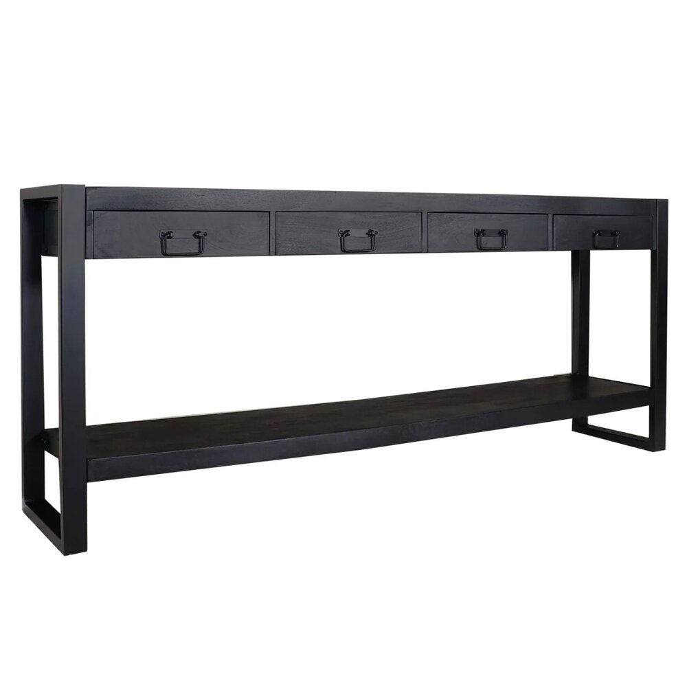 Bijzettafel 180cm mangohout Vera zwart Bijzettafel 180cm mangohout Vera zwart