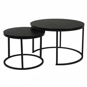 Lizzely Garden & Living Salontafel rond 2delig marmerlook Bero zwart side table steen bijzettafel Lizzely Garden & Living Salontafel rond 2delig marmerlook Bero zwart side table steen bijzettafel