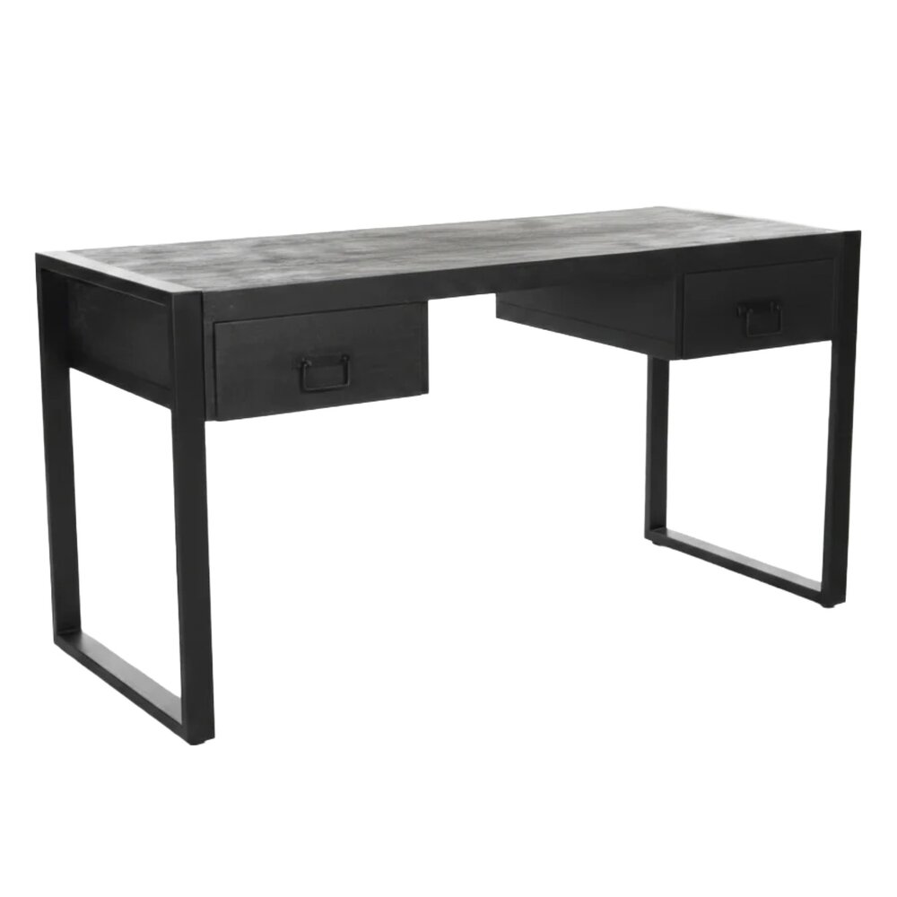 Bureau Morris 145cm zwart industrieel duurzaam massief hout Bureau Morris 145cm zwart industrieel duurzaam massief hout