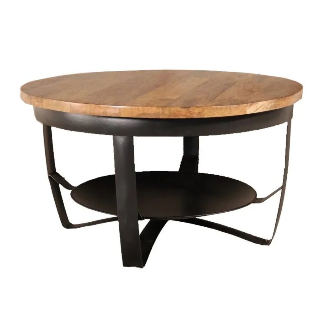 Salontafel rond mangohout Tycho bruin 70cm - Laagsteprijsgarantie.com