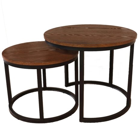 Lizzely Garden & Living Salontafel rond 2delig walnoot MDF Rutger