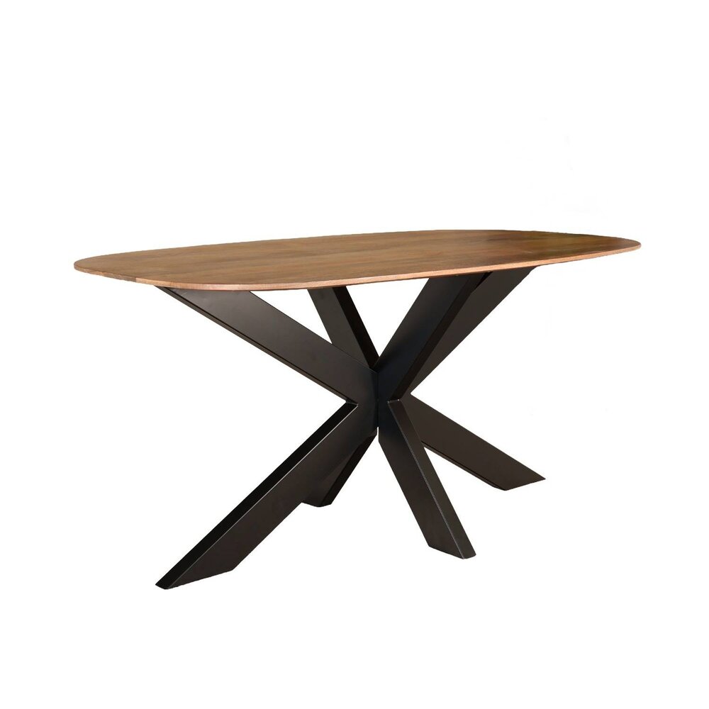 Eettafel deens ovaal mangohout 160cm Austin lichtbruin ovale tafel duurzaam mango eetkamertafel