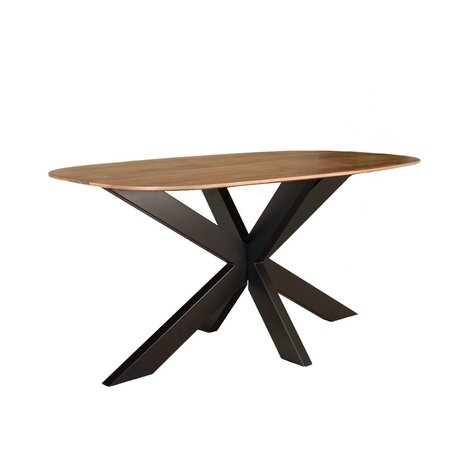 Lizzely Garden & Living Eettafel deens ovaal mangohout 160cm Austin lichtbruin ovale tafel duurzaam mango eetkamertafel