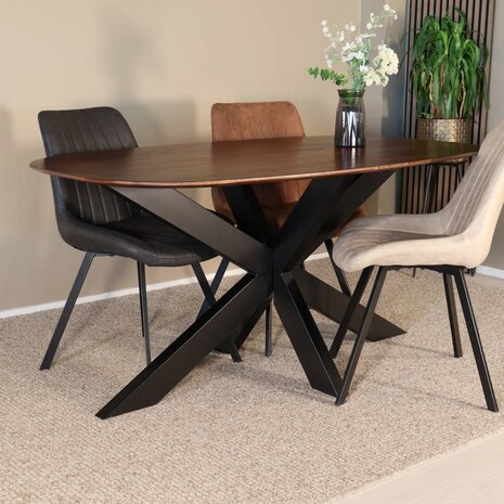 Lizzely Garden & Living Eettafel deens ovaal mangohout 160cm Austin bruin ovale tafel duurzaam mango eetkamertafel