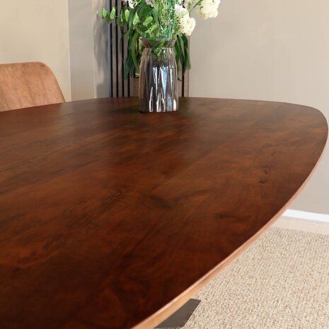 Lizzely Garden & Living Eettafel deens ovaal mangohout 160cm Austin bruin ovale tafel duurzaam mango eetkamertafel