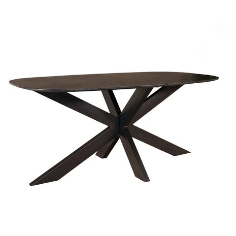 Lizzely Garden & Living Eettafel deens ovaal mangohout 180cm Austin zwart ovale tafel duurzaam mango eetkamertafel