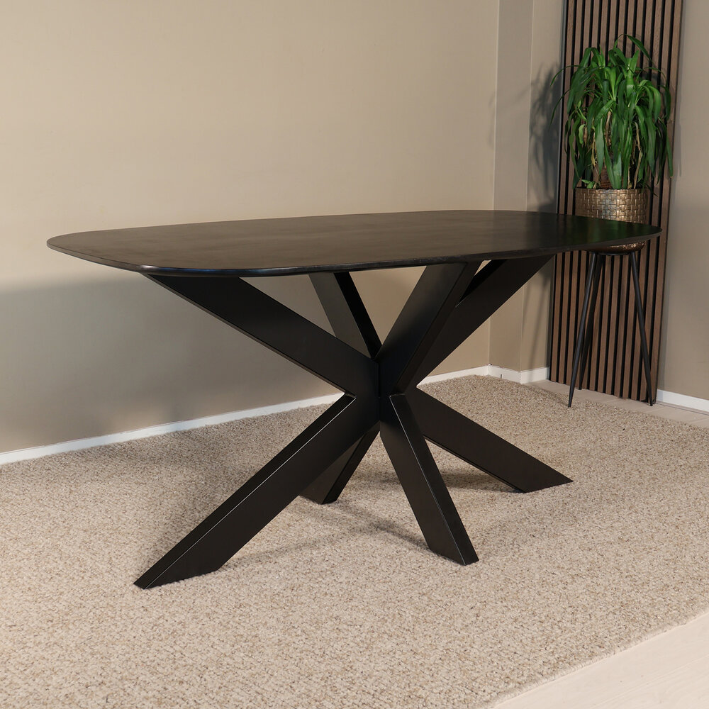 Eettafel deens ovaal mangohout 160cm Austin zwart ovale tafel duurzaam mango eetkamertafel Eettafel deens ovaal mangohout 160cm Austin zwart ovale tafel duurzaam mango eetkamertafel