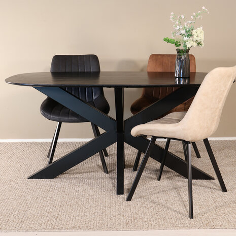 Lizzely Garden & Living Eettafel deens ovaal mangohout 160cm Austin zwart ovale tafel duurzaam mango eetkamertafel Lizzely Garden & Living Eettafel deens ovaal mangohout 160cm Austin zwart ovale tafel duurzaam mango eetkamertafel