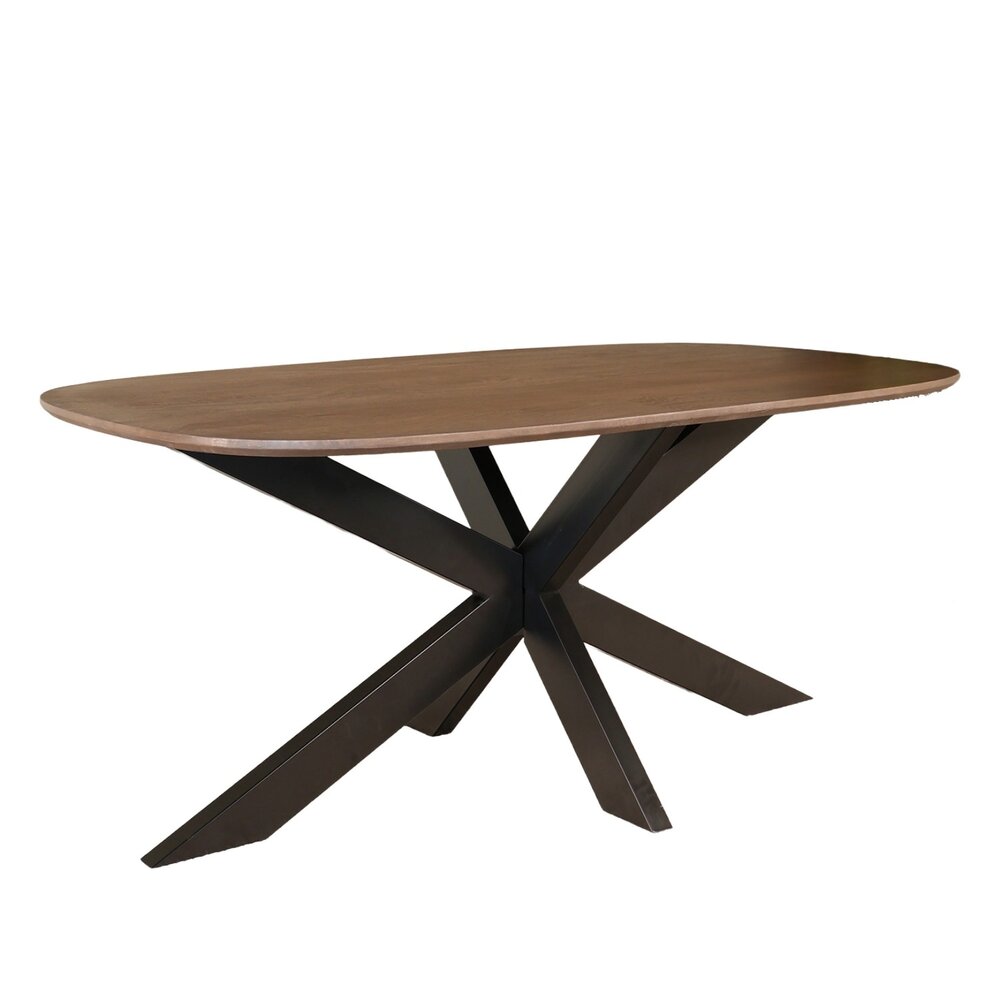 Eettafel deens ovaal mangohout 180cm Austin walnoot bruin ovale tafel duurzaam mango eetkamertafel