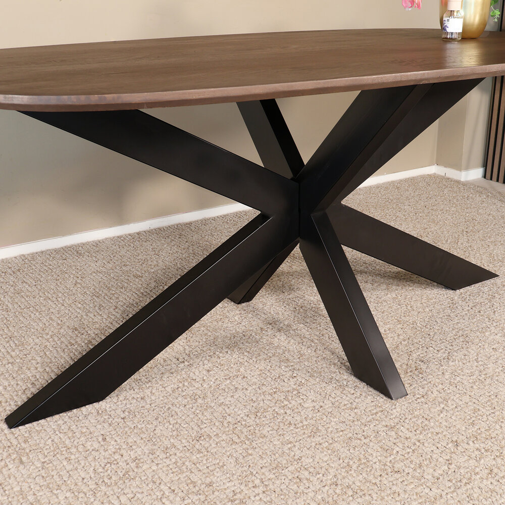 Eettafel deens ovaal mangohout 180cm Austin walnoot bruin ovale tafel duurzaam mango eetkamertafel