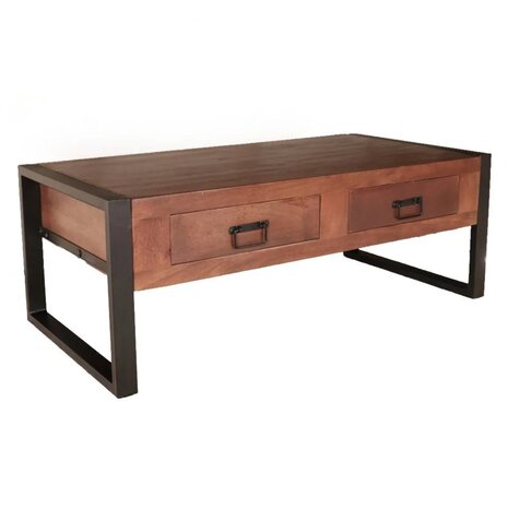 Lizzely Garden & Living Salontafel rechthoekig met lades walnoot bruin mangohout 120cm Kai Lizzely Garden & Living Salontafel rechthoekig met lades walnoot bruin mangohout 120cm Kai