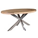 Lizzely Garden & Living Eettafel ovaal mangohout 160cm Lucas lichtbruin met zilver
