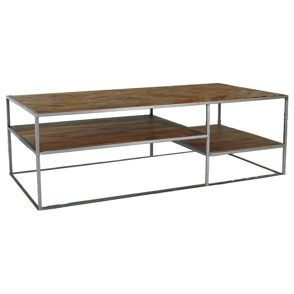 Salontafel industrieel mangohout Sofia 140cm bruin visgraat side table massief hout mango bijzettafel Salontafel industrieel mangohout Sofia 140cm bruin visgraat side table massief hout mango bijzettafel