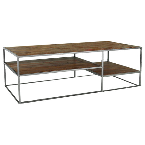 Lizzely Garden & Living Salontafel industrieel mangohout Sofia 140cm bruin visgraat side table massief hout mango bijzettafel Lizzely Garden & Living Salontafel industrieel mangohout Sofia 140cm bruin visgraat side table massief hout mango bijzettafel