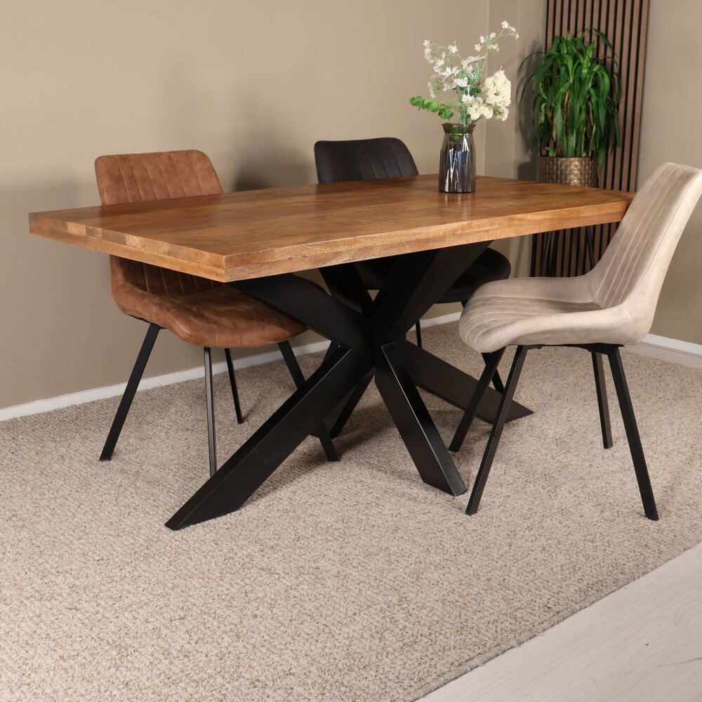 Eettafel langwerpig mangohout 160cm lichtbruin John langwerpige tafel duurzaam mango eetkamertafel Eettafel langwerpig mangohout 160cm lichtbruin John langwerpige tafel duurzaam mango eetkamertafel