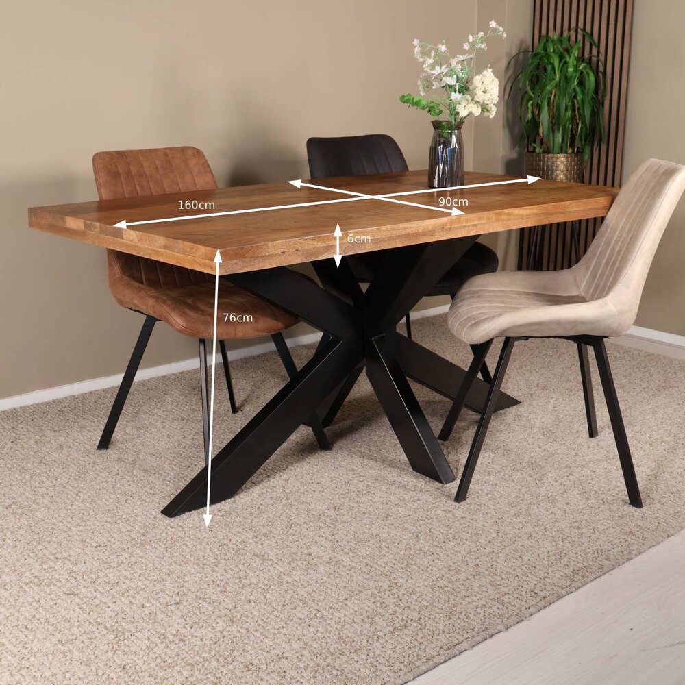 Eettafel langwerpig mangohout 160cm lichtbruin John langwerpige tafel duurzaam mango eetkamertafel Eettafel langwerpig mangohout 160cm lichtbruin John langwerpige tafel duurzaam mango eetkamertafel