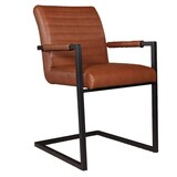 Lizzely Garden & Living Eetkamerstoel met armleuning cognac Noor industrieel design eetstoel Lizzely Garden & Living Eetkamerstoel met armleuning cognac Noor industrieel design eetstoel