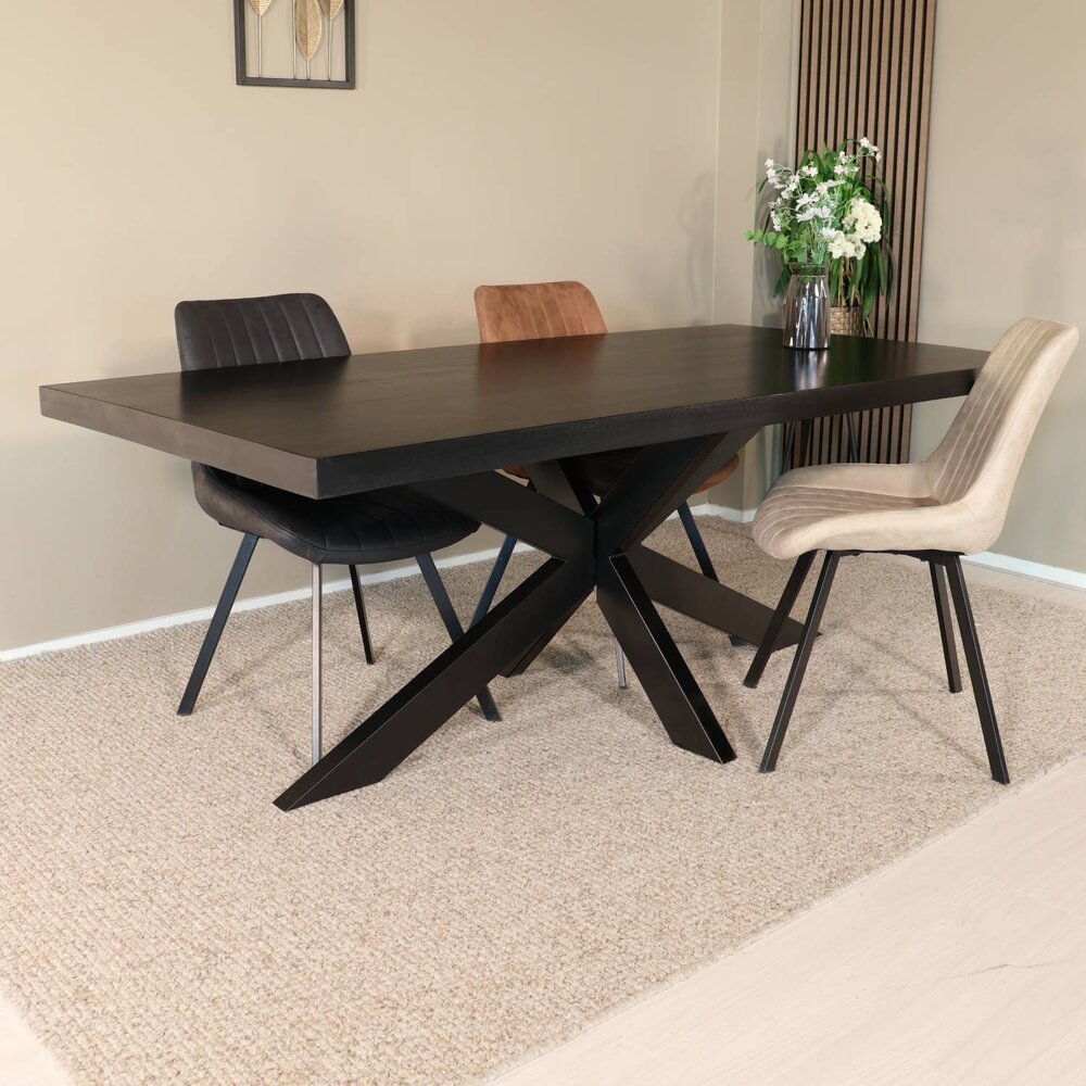 Eettafel langwerpig mangohout 200cm zwart John langwerpige tafel duurzaam mango eetkamertafel Eettafel langwerpig mangohout 200cm zwart John langwerpige tafel duurzaam mango eetkamertafel