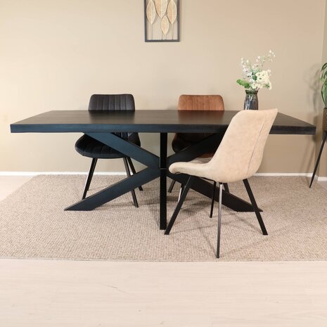 Lizzely Garden & Living Eettafel langwerpig mangohout 200cm zwart John langwerpige tafel duurzaam mango eetkamertafel Lizzely Garden & Living Eettafel langwerpig mangohout 200cm zwart John langwerpige tafel duurzaam mango eetkamertafel