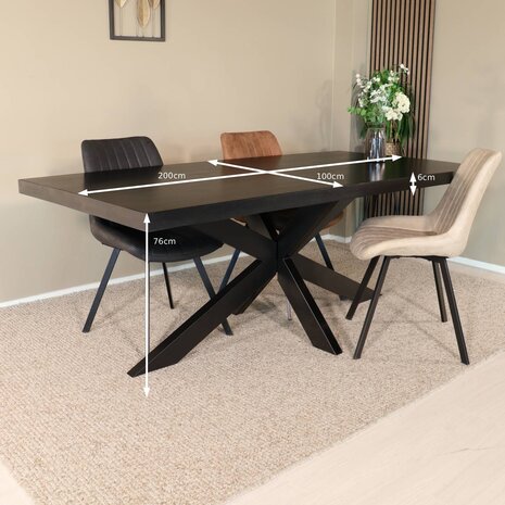 Lizzely Garden & Living Eettafel langwerpig mangohout 200cm zwart John langwerpige tafel duurzaam mango eetkamertafel Lizzely Garden & Living Eettafel langwerpig mangohout 200cm zwart John langwerpige tafel duurzaam mango eetkamertafel