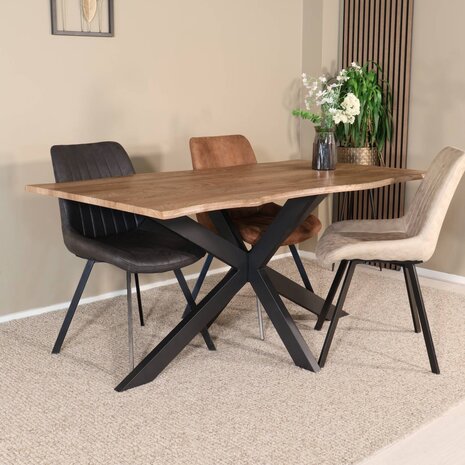 Lizzely Garden & Living Eettafel langwerpig 160cm Jeffo bruin langwerpige tafel