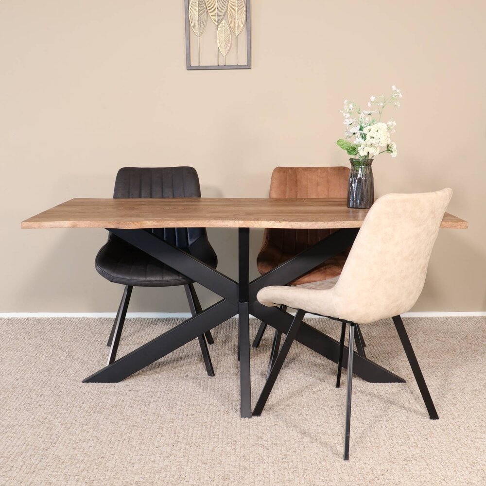 Eettafel langwerpig 160cm Jeffo bruin langwerpige tafel