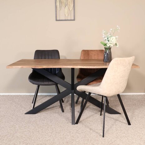 Lizzely Garden & Living Eettafel langwerpig 160cm Jeffo bruin langwerpige tafel