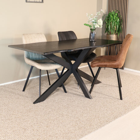 Lizzely Garden & Living Eettafel langwerpig 160cm Jeffo zwart langwerpige tafel Lizzely Garden & Living Eettafel langwerpig 160cm Jeffo zwart langwerpige tafel