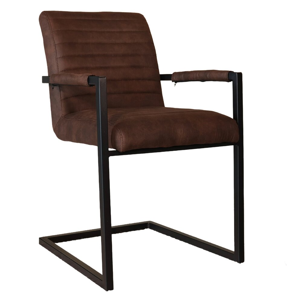 Eetkamerstoel met armleuning bruin Noor industrieel design eetstoel