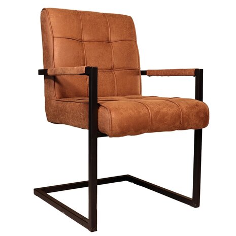 Lizzely Garden & Living Eetkamerstoel met armleuning Milan cognac microvezel industrieel Lizzely Garden & Living Eetkamerstoel met armleuning Milan cognac microvezel industrieel