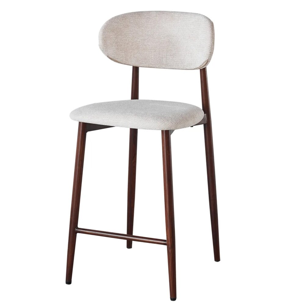 Barkruk Japandi beige Reika walnoot