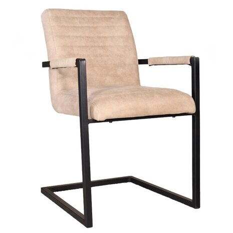 Lizzely Garden & Living Eetkamerstoel met armleuning zand microvezel Noor