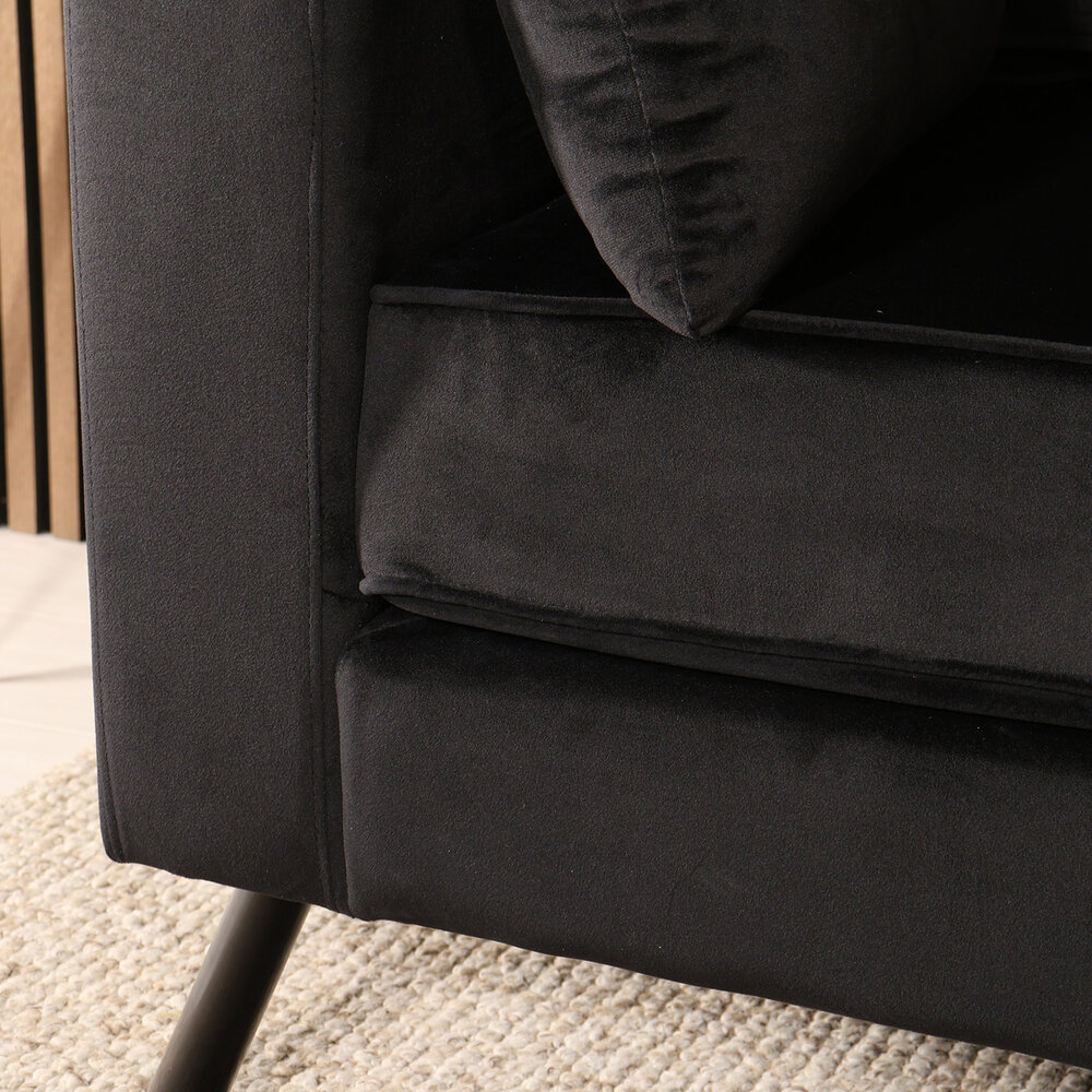 Hoekbank Hilde 270cm zwart velvet rechts