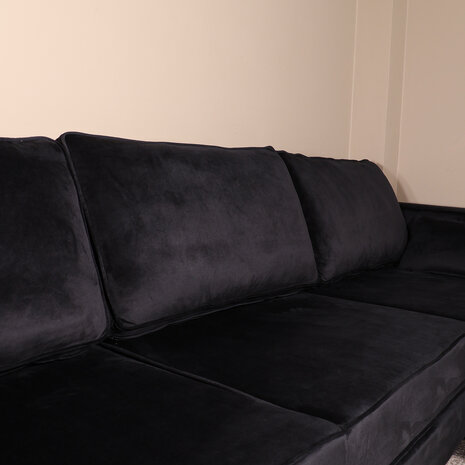 Lizzely Garden & Living Hoekbank Hilde 270cm zwart velvet rechts