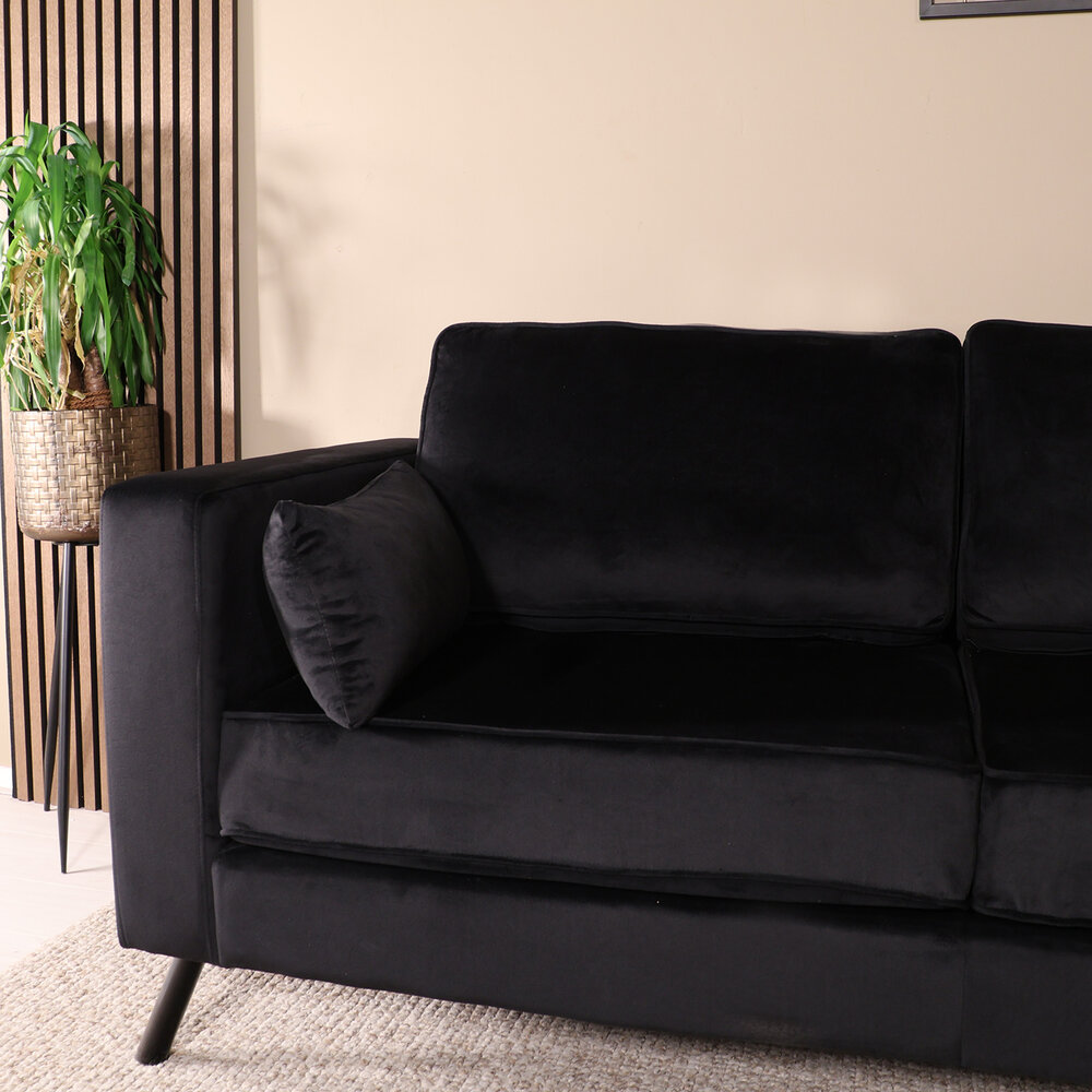 Hoekbank Hilde 270cm zwart velvet rechts