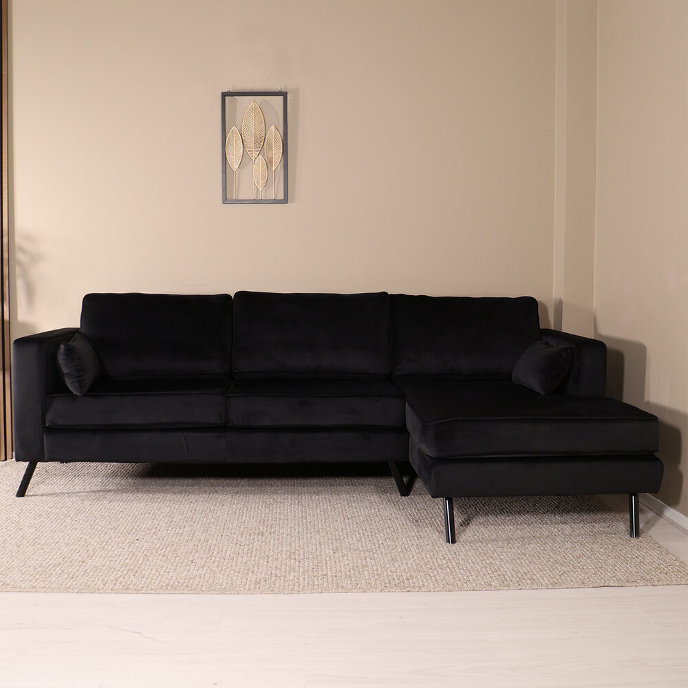 Hoekbank Hilde 270cm zwart velvet rechts
